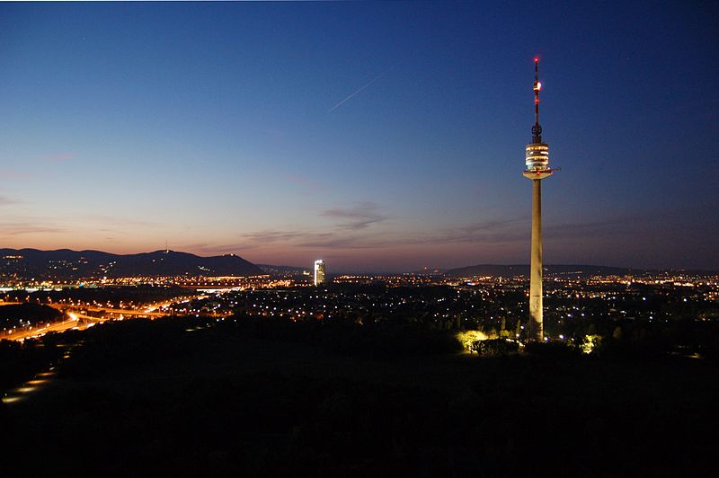 Donauturm at night