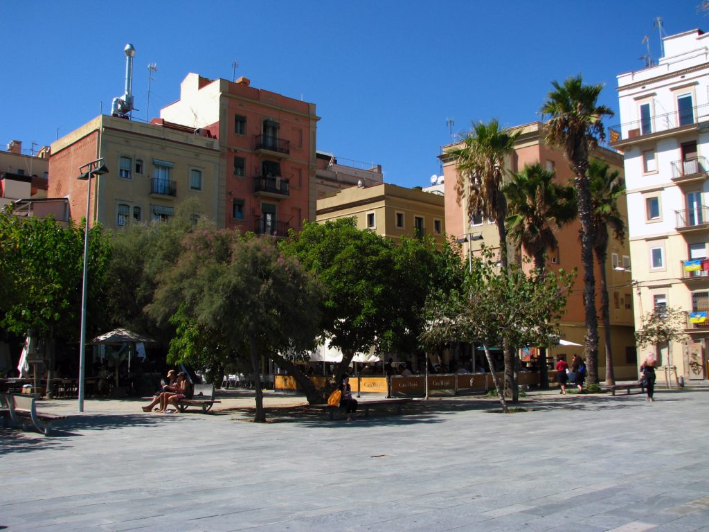Beautiful Mediterranean Square on the Barceloneta beach walk