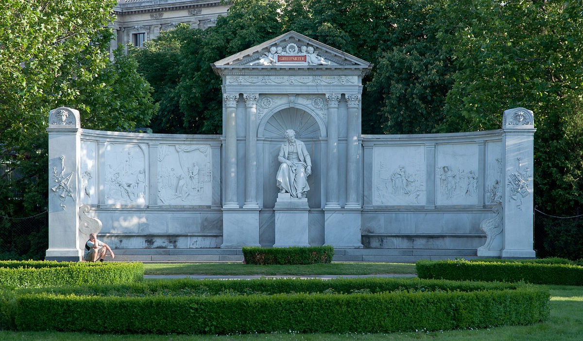 Volksgarten park Grillparzer monument Vienna
