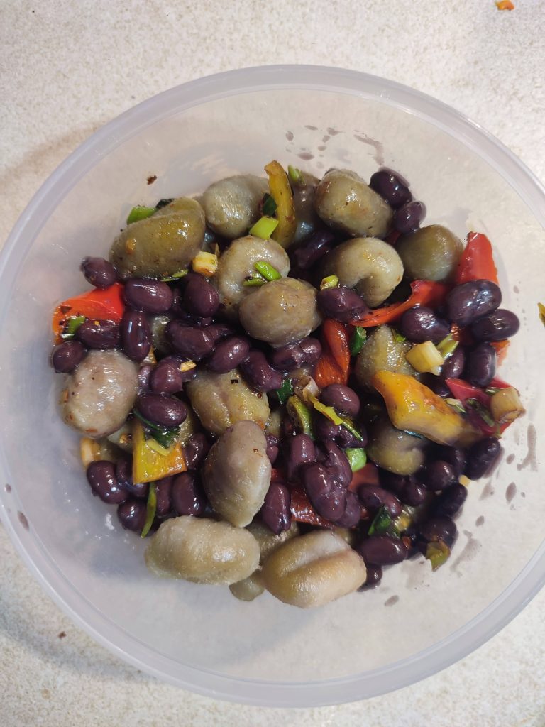 Quick stir fry veg with gnocchi bowl